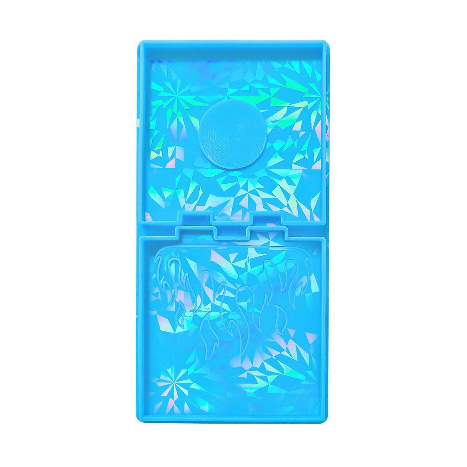 Silicone Mold for Candle Holders DIY Resin Candle Base Molds Holographic Flame Pattern Candlesticker Molds Home Decor Blue