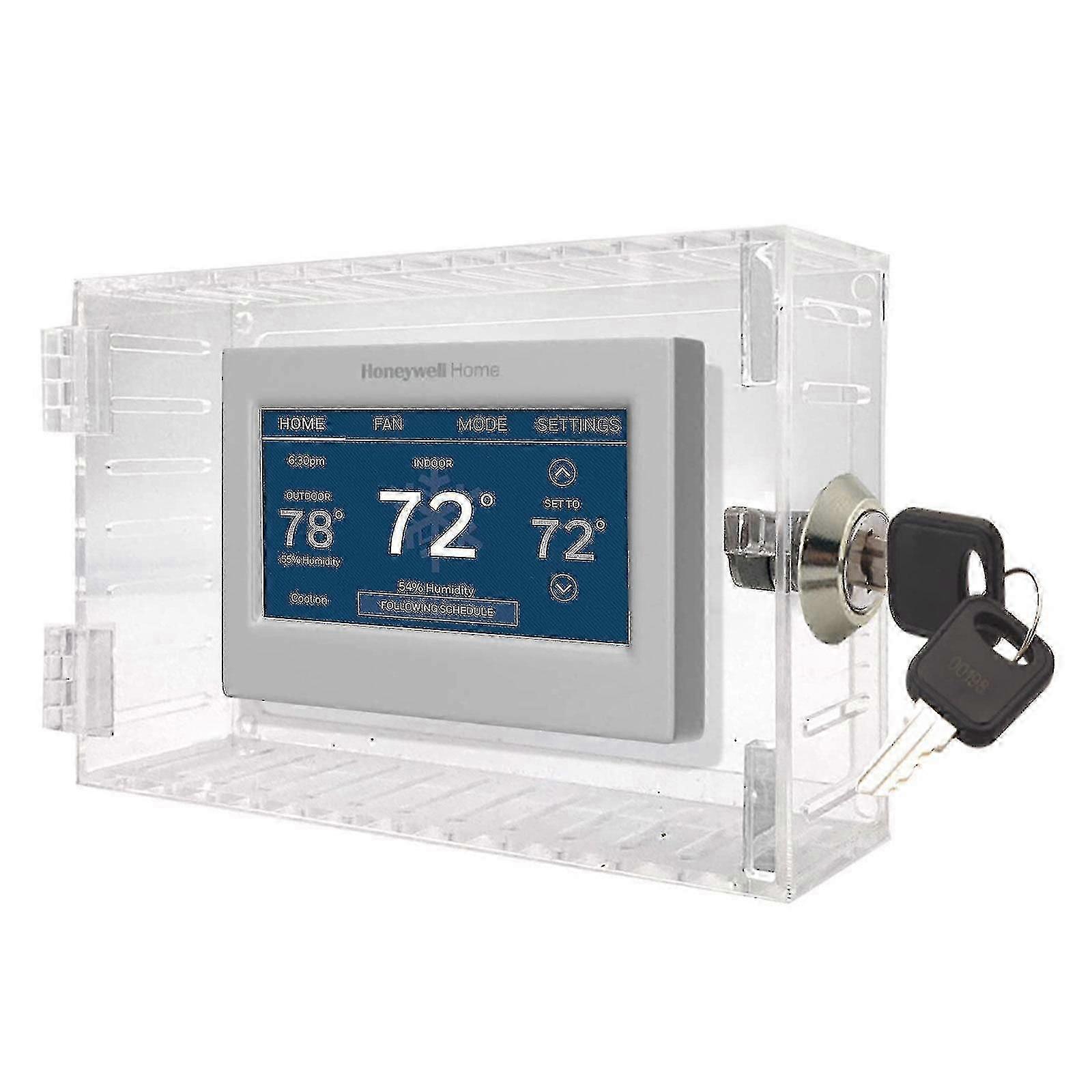 Clear Large Universal Thermostat Lock Box With Key for Wall-Mounted Thermostats