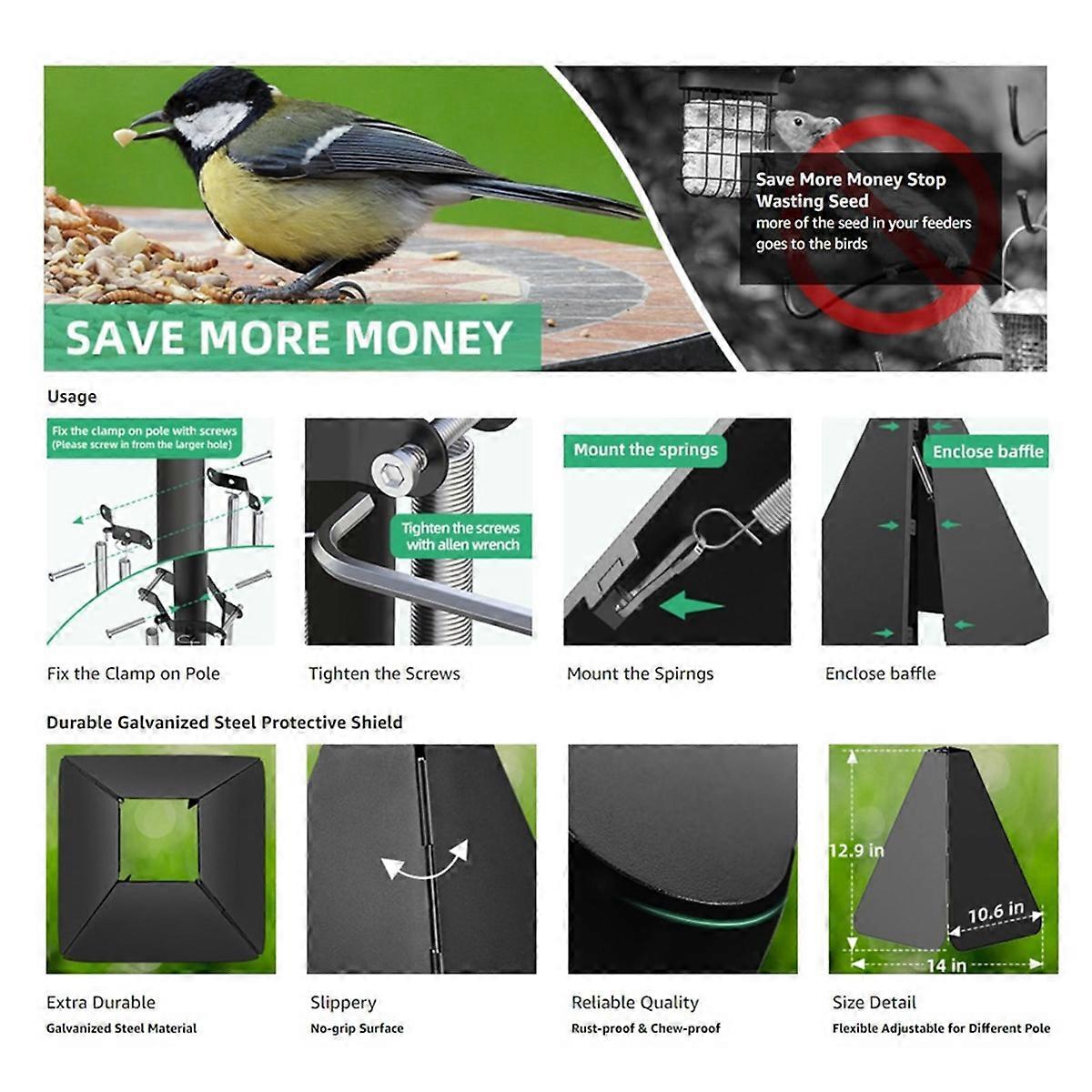 Squirrel Proof Baffle Guard Flapper Bird Feeder with Anti-Theft