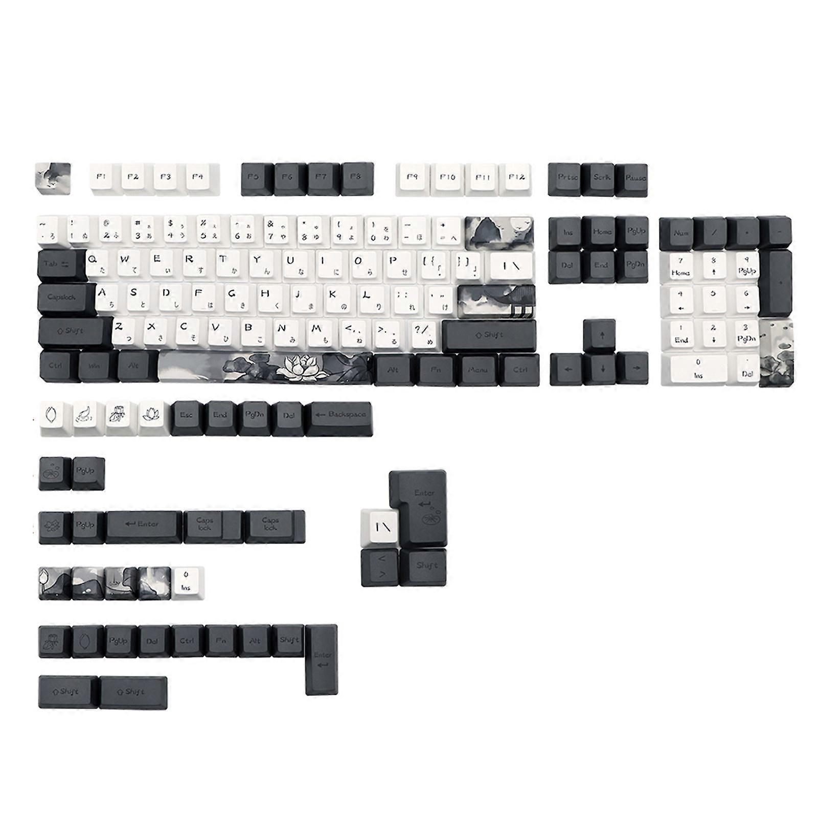 Ink Lotus Keycap PBT Dye Sub Five-sided Sublimation Japanese Keycaps Mechanical