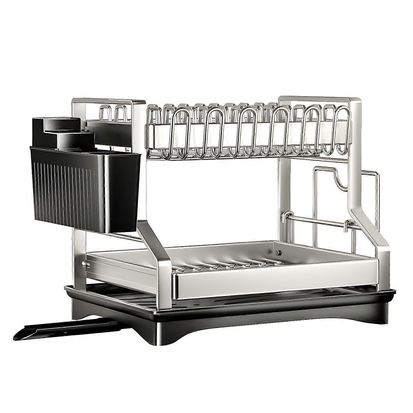 Multifunctional Dish Draining Rack for Kitchen Counter Storage Large Size