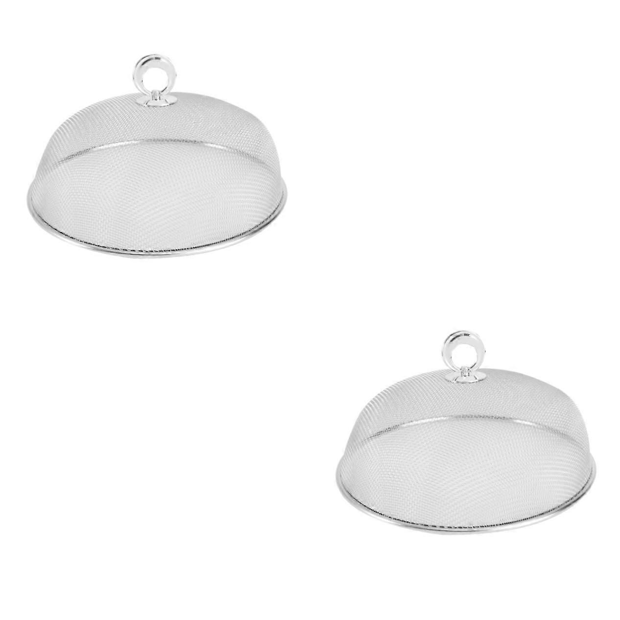 Stainless Mesh Food Covers 2 Pcs Round 24 Cm Silver Diameter For Camping BBQ