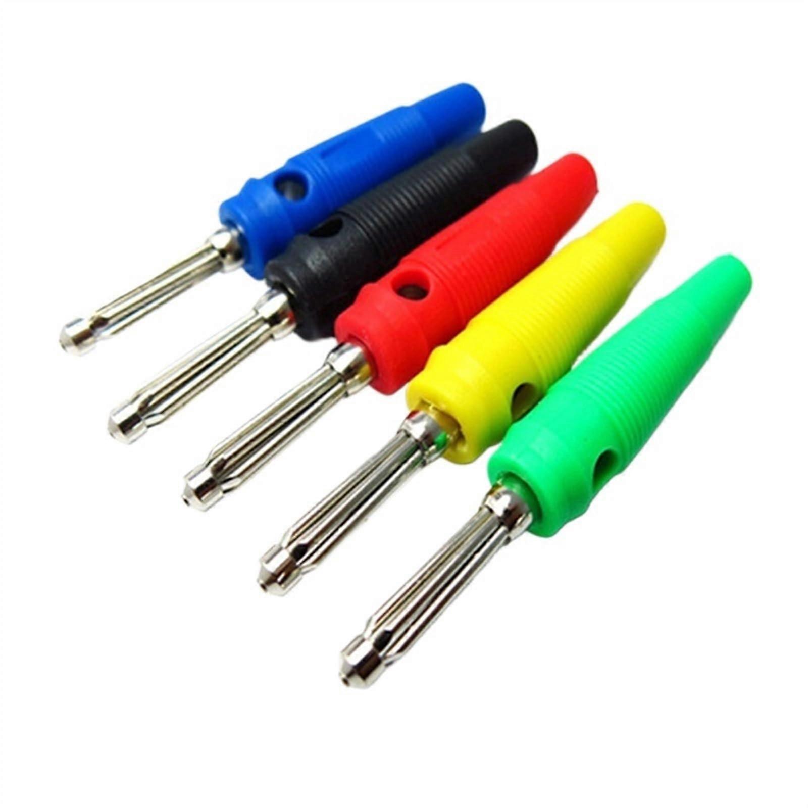 4mm Male 32A High Current Screw Solderless Stackable Banana Connector - 5Pcs Blue for Electronics and DIY Projects
