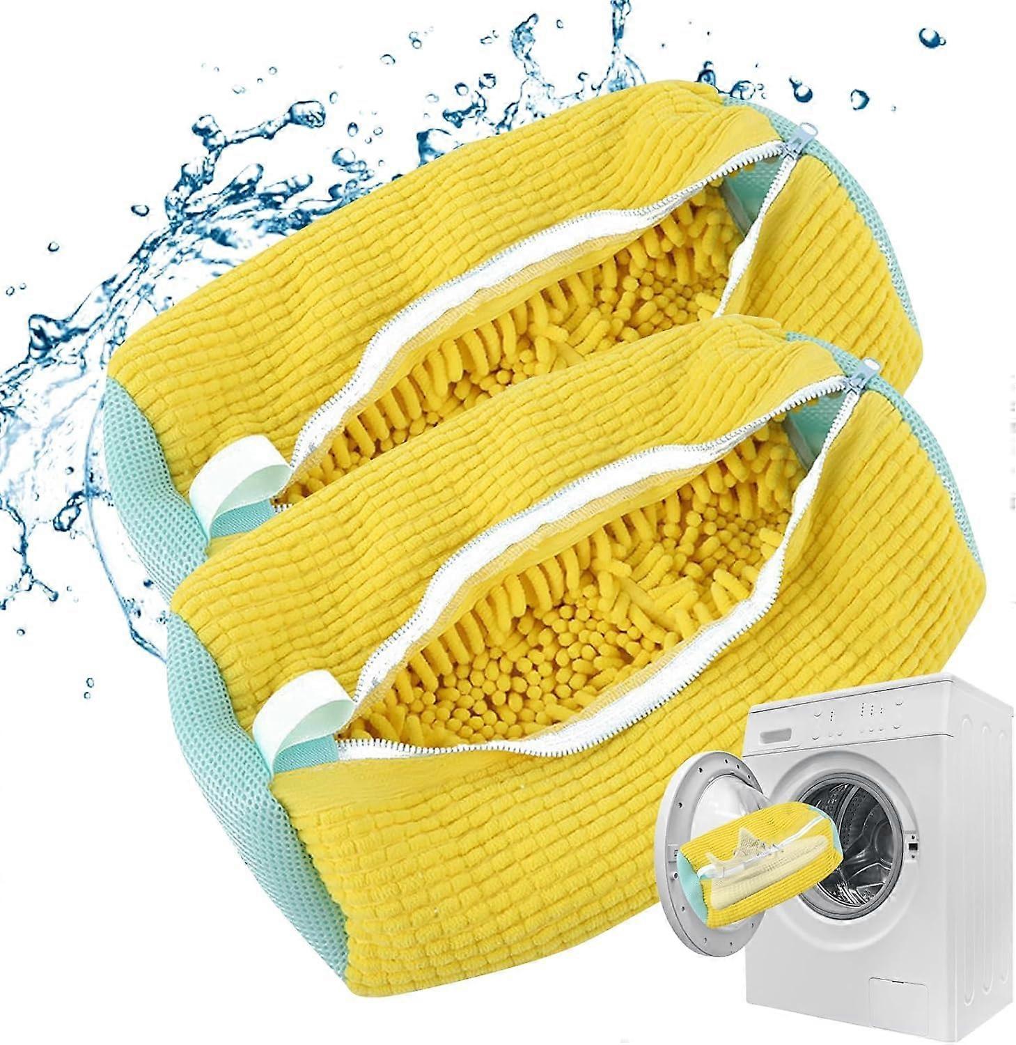 Shoe Washing Bag for Washing Machine, Reusable Yellow 2 Packs for All Shoe Types and Sizes, Durable and High-Quality