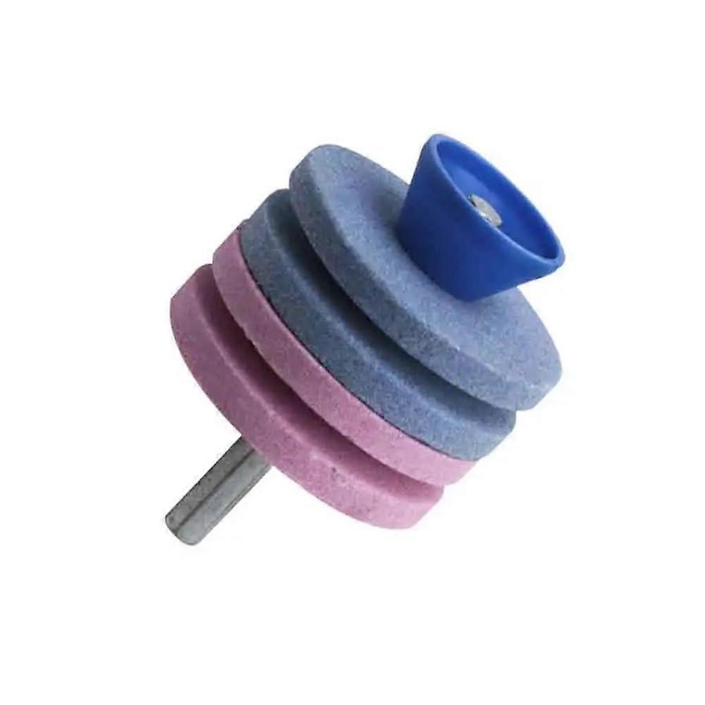 4 Layer Corundum Lawn Mower Sharpener Power Drill Compatible Garden Tool Blue Pink For Mower Blades