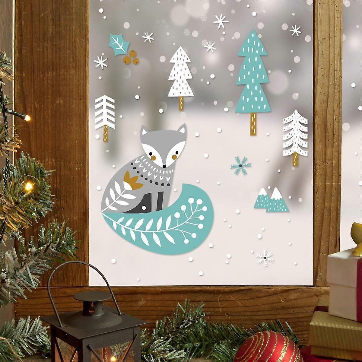 Christmas fox forest snowflake wall sticker