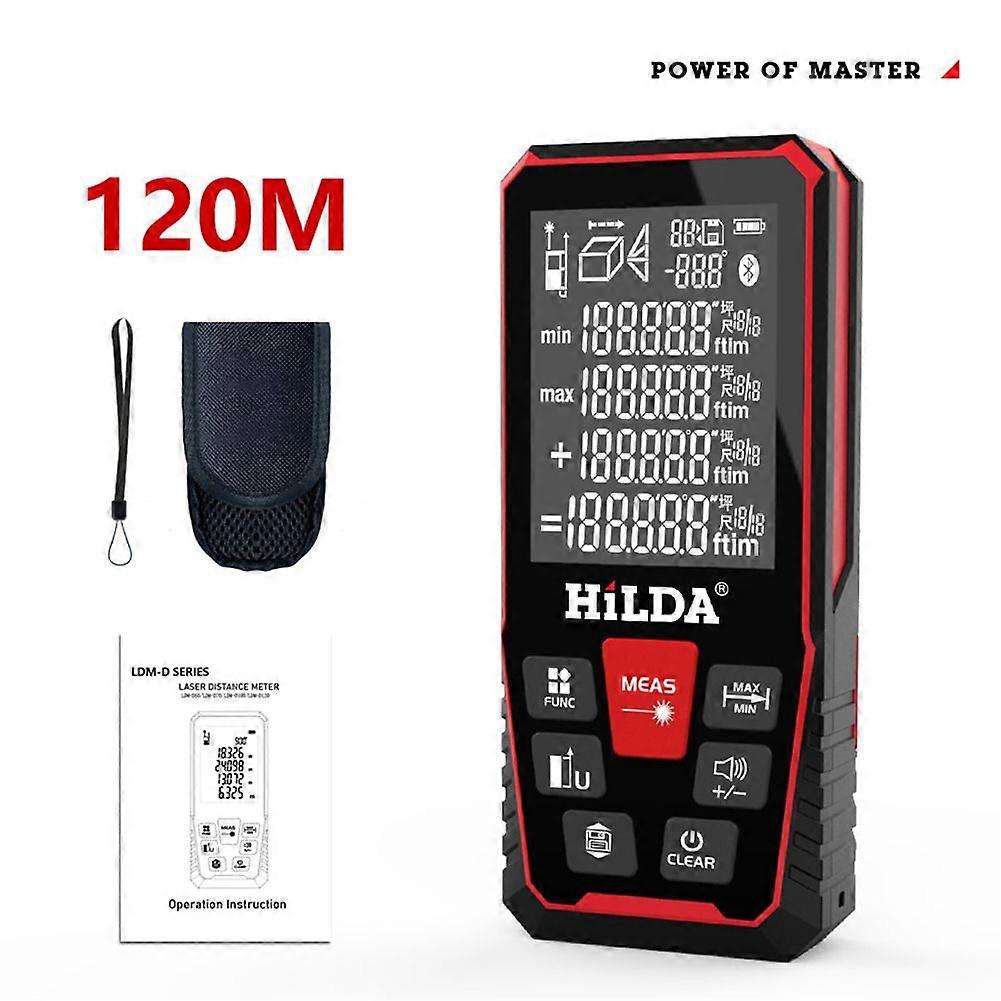 HILDA Laser Rangefinder Digital Tape Measure 100M 120M Laser Distance Meter Range Finder Ruler Test Tool Building Measure Ruler