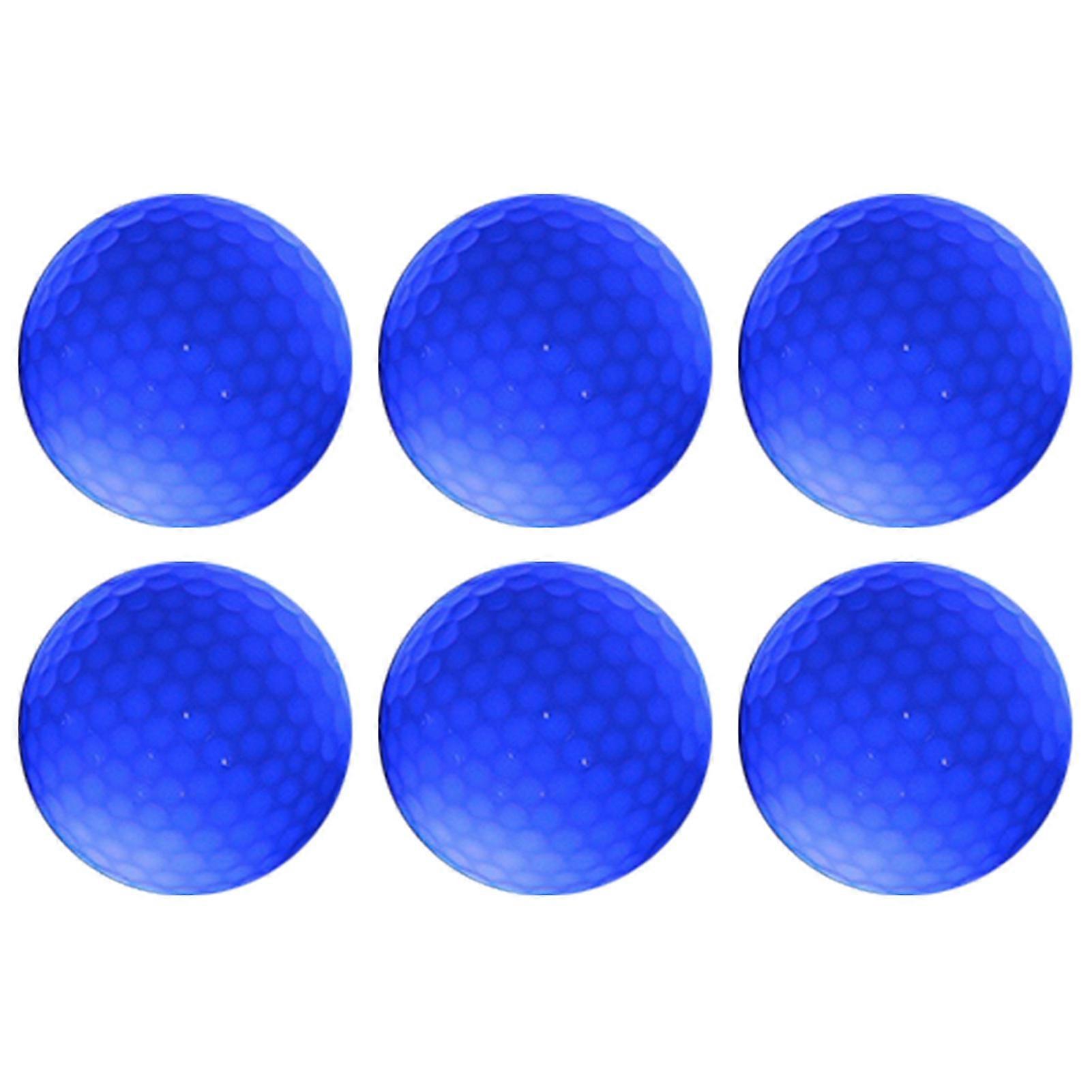 6PCS Synthetic Rubber LED Luminous Golf Ball Bright At for Night Daytime TrainingBlue