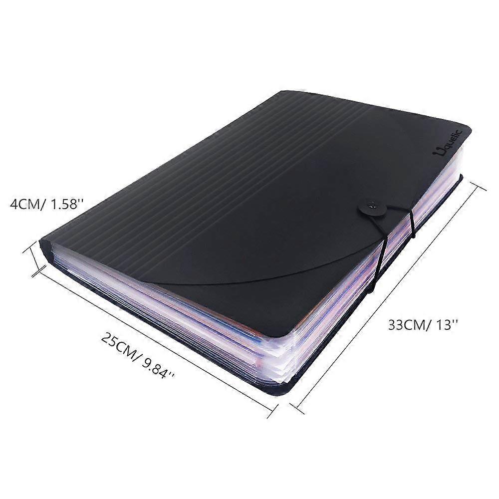 24 Pocket Expanding File Folder with Cover - Large Plastic Rainbow Expandable File Organizer A4 Document Folder Briefcase Business Filing Box