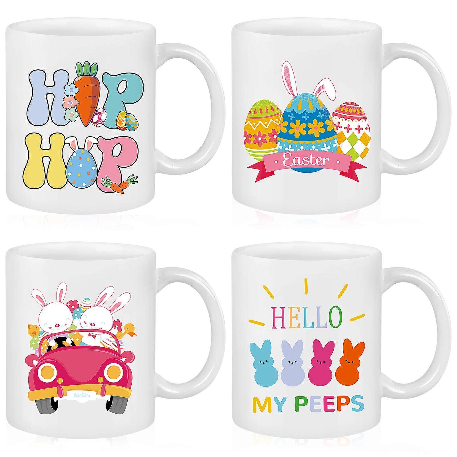 4 Pcs Easter Mugs Easter Ceramic Coffee Mugs Easter Bunny Coffee Mug Easter Mug 12 Oz Ceramic Coffee Mug Decoration Dinner Gift