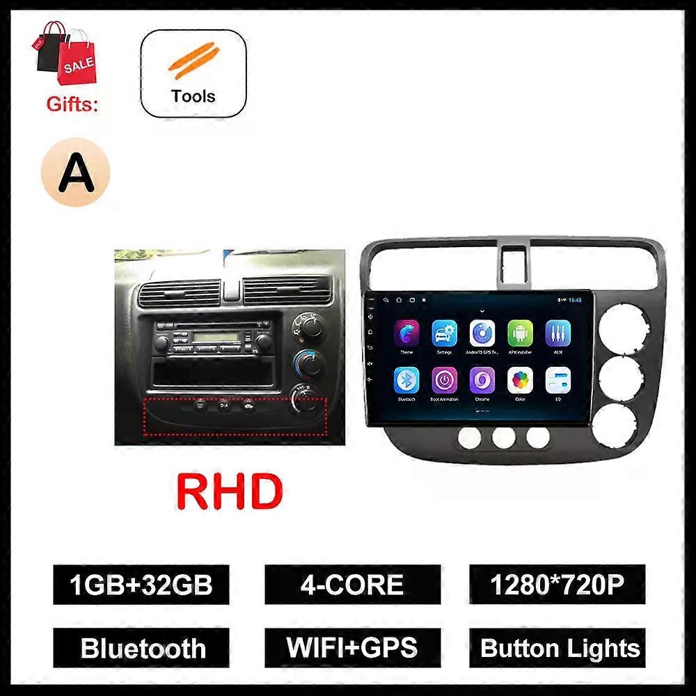 9-Zoll-Android-Autoradio-Multimedia-Player für Honda Civic 2000–2006 GPS-Navigation QLED-Touchscreen 4G Bluetooth WiFi