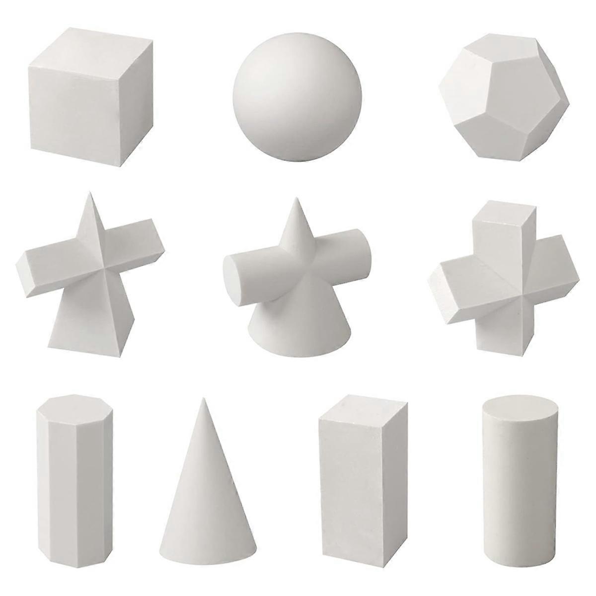 10Pcs 3D Geometry Sketch Drawing Model Gypsum Geometry Mold Sketch Mold for Shadow Drawing 2inch Min