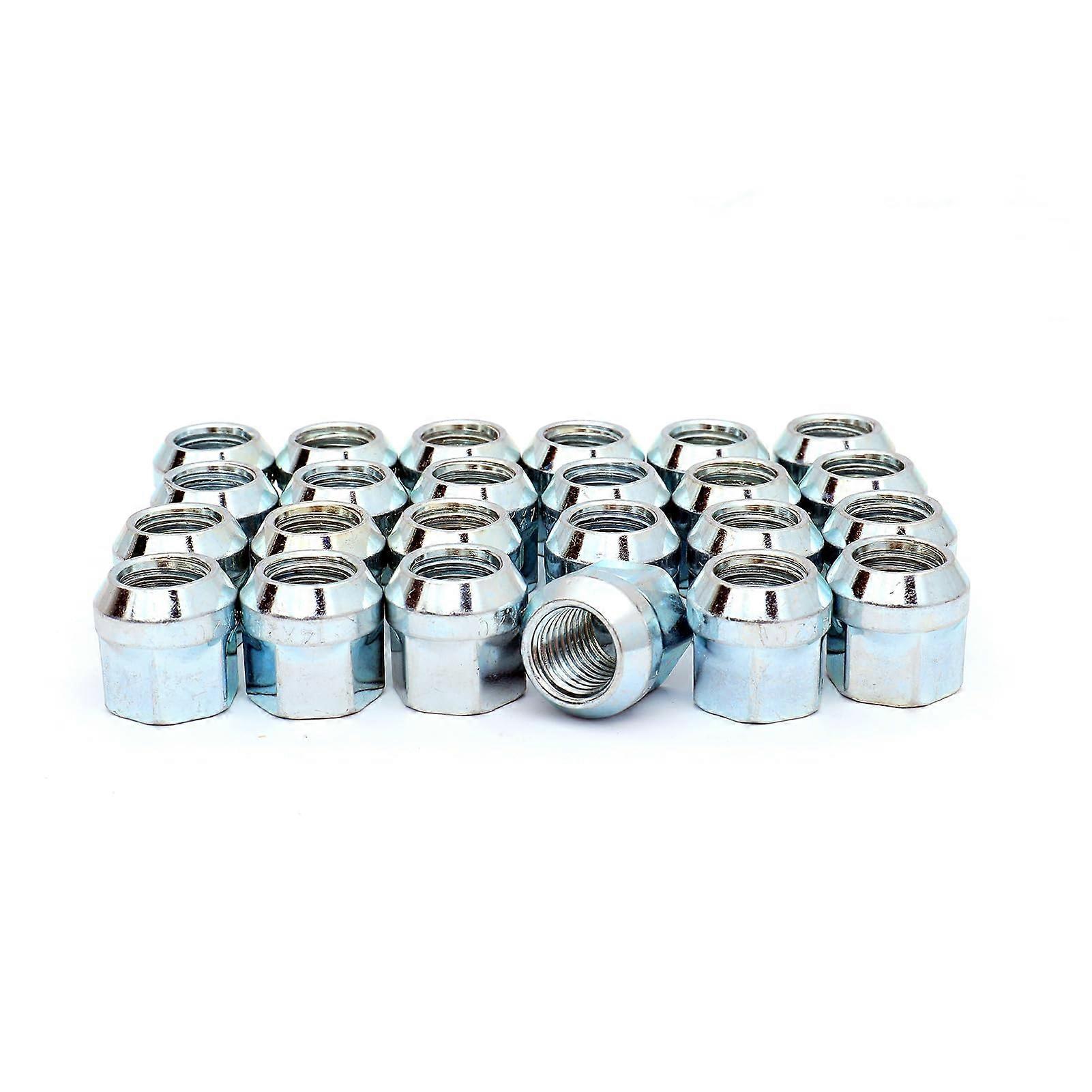 M12x1.75 Zinc Finish Open-End Acorn Bulge Lug Nuts, 24-Piece Set, 19mm (3/4 in) Hex, 21mm Height