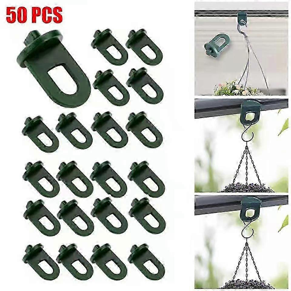 50 PCS温室クリップ、温室アクセサリーつる植物サポート温室ハンギングキットクリップ(緑)_Lucky_B