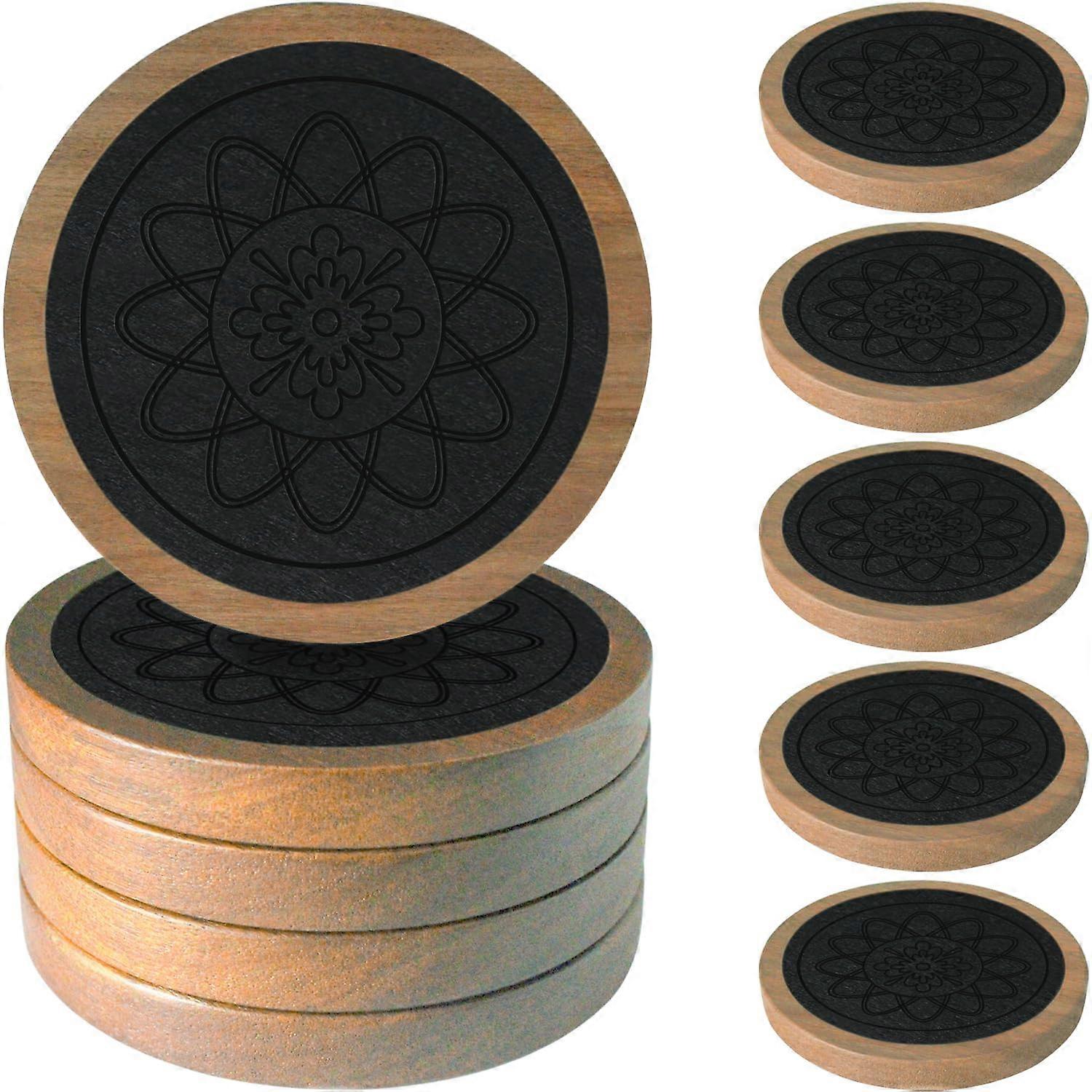 Wood Coasters for Drinks, Absorbent Coaster Set of 5, Coffee Table Protection, Non-Slip