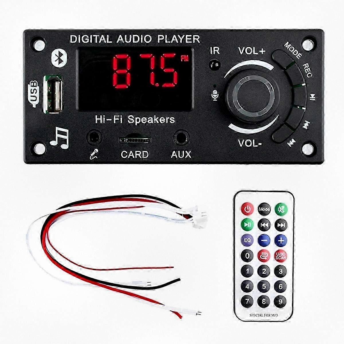 Dual 50W 100W Amplifier Bluetooth 5.0 MP3 Decoder Board for DIY Car MP3 Player with USB FM Recording and Switching TF USB Call Recording Functions