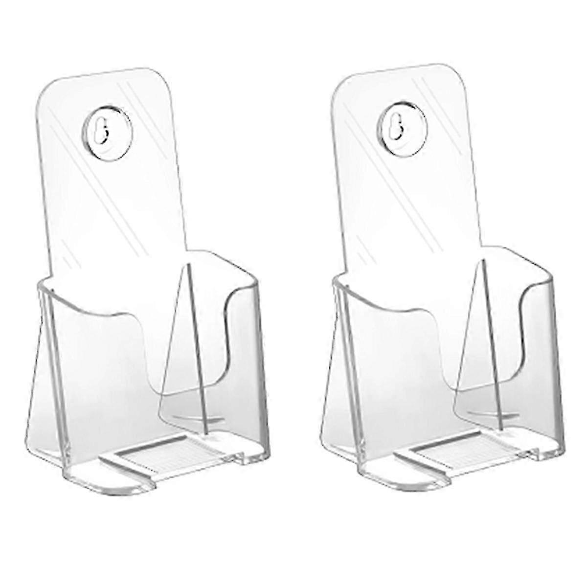 Acrylic Brochure Holder Slant Back Design, Clear Plastic Table Sign & Menu Stand Display, 2-Pack