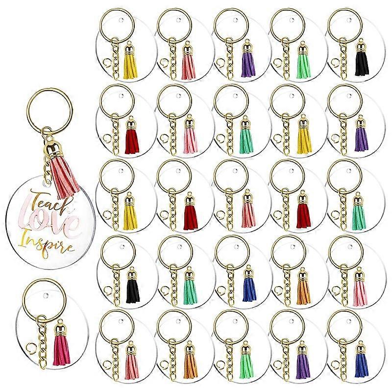 120Pcs Acrylic Tassels Clear Circle with Hole with Jump Rings for DIY