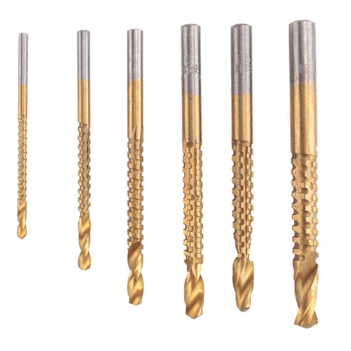 6 Pack Titanium Coated HSS Twist Bits, 3-8mm Serrated Side Cut Bits