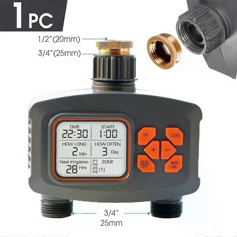 1set Smart LCD Timer Garden Watering Controls Dual-Channel Irrigation Controller IPX5 Waterproof with Rainfall Sensor Interface