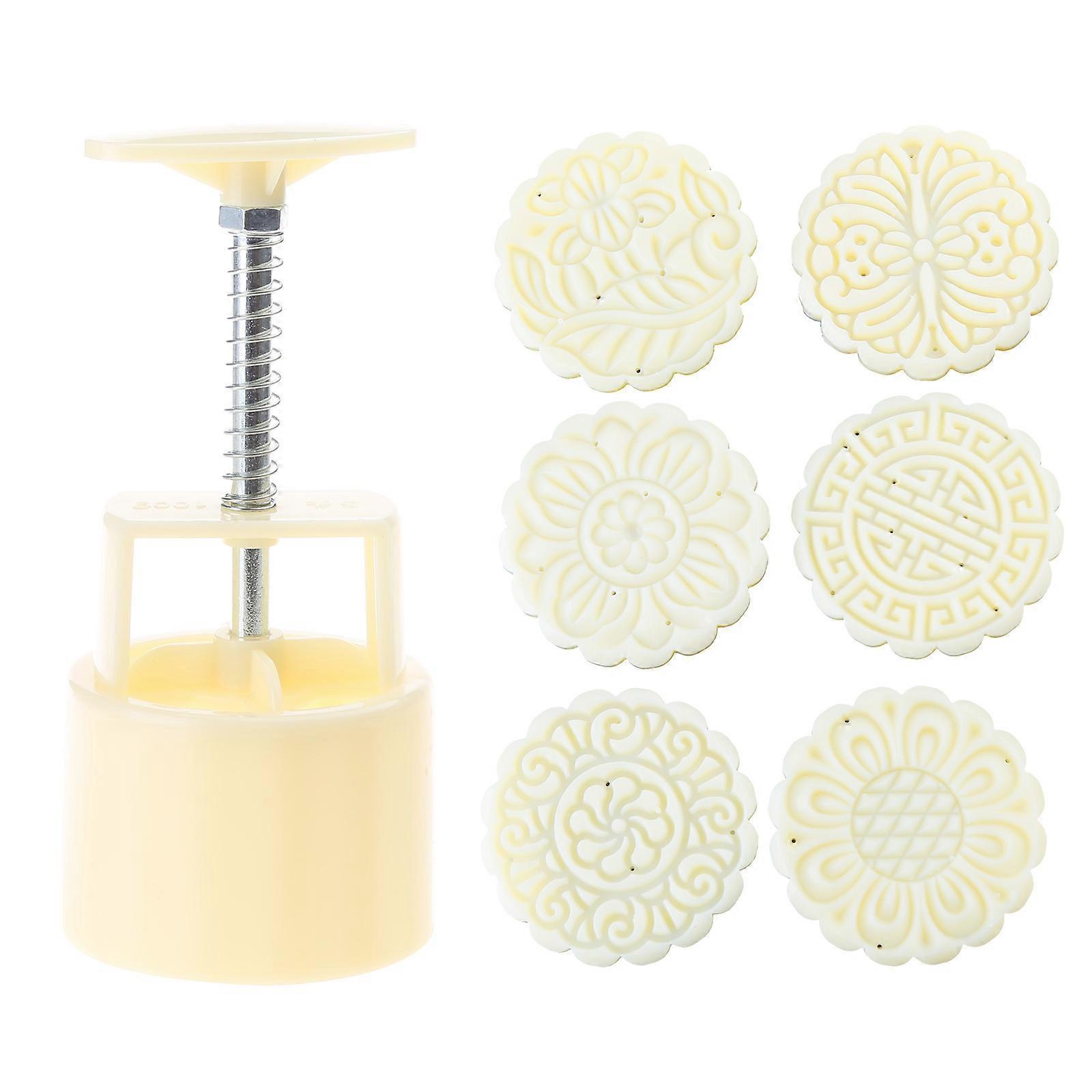 100 جرام قوالب على شكل زهرة قوالب كعك القمر ختم اليد ضغط المواد البلاستيكية التبعي