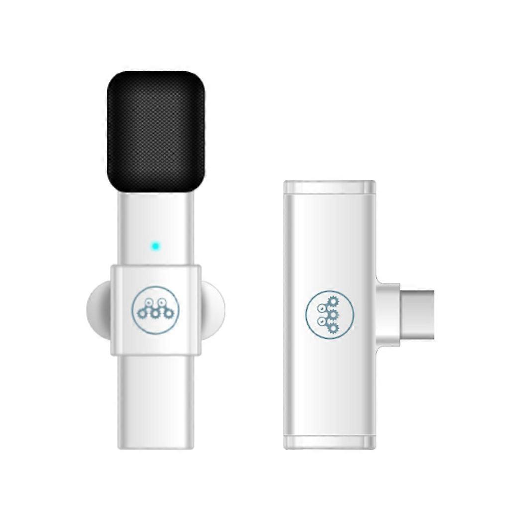 Wearable Lavalier Mic Noise Cancelling Microphone System External Lapel Mic Real-time Sound Reception Long Working for T  White