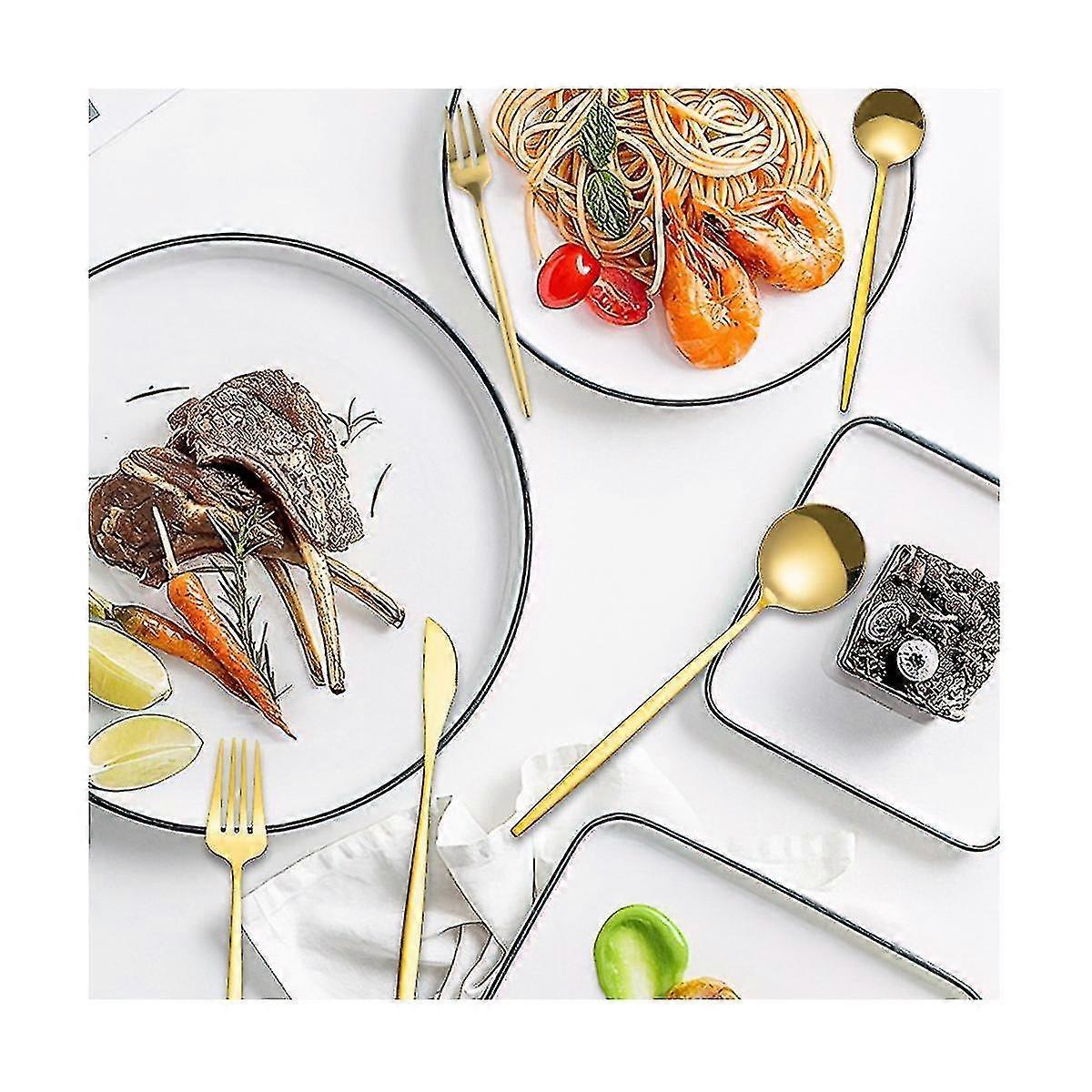 30pcs Stainless Steel Flatware Set Dinnerware Set Knife Cake Fork Coffee Spoon