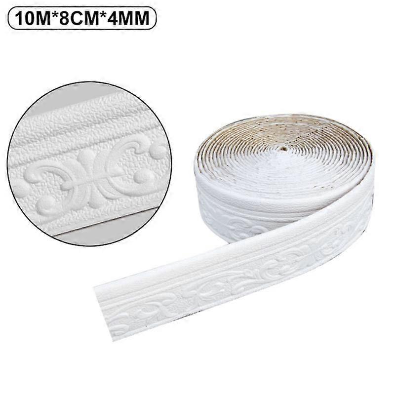 10M/Roll Self Adhesive 3D Wall Trim Line Skirting Border Waterproof Baseboard Wallpaper Sticker for Living Room Home Decoration