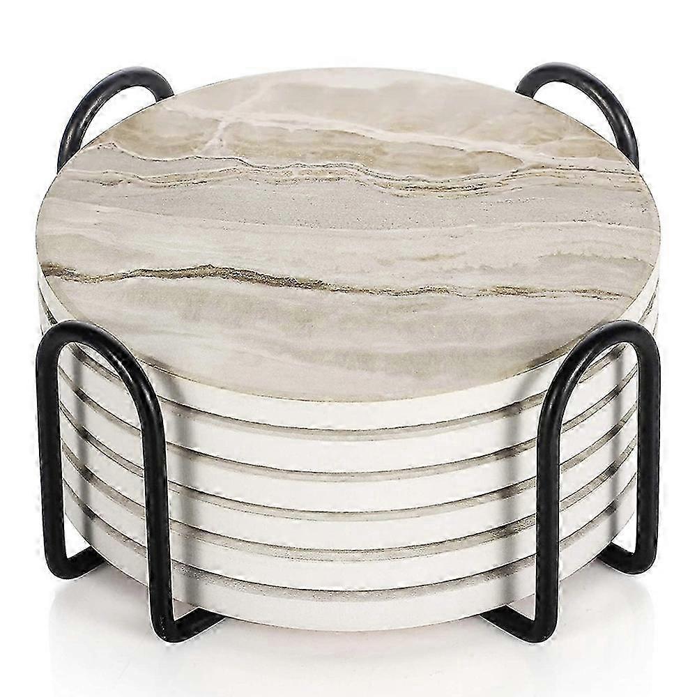 Rustykalne ceramiczne podstawki na drewniany stół, chłonne podstawki pod napoje z uchwytem