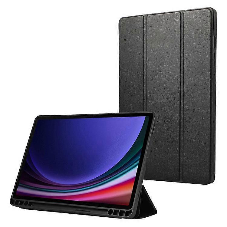 Compatible For Samsung Galaxy Tab S9 / Tab S9 FE Tablet Case Tri-Fold Stand Solid Color Shockproof PU Cover with Pencil Slot