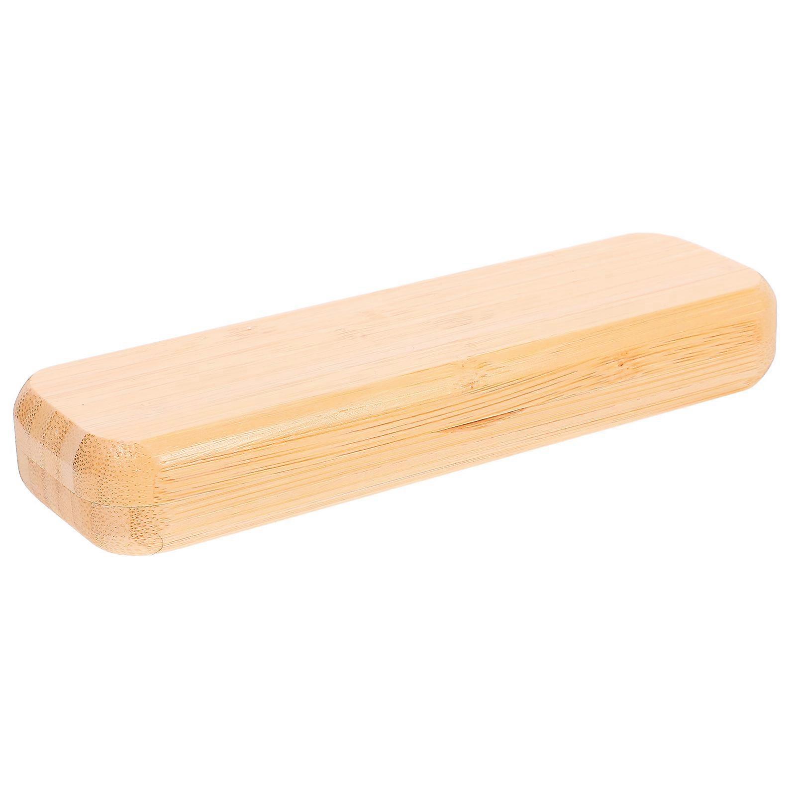 1pc Bamboo Stationery Pen Box Elegant Single Pen Case Office Gift