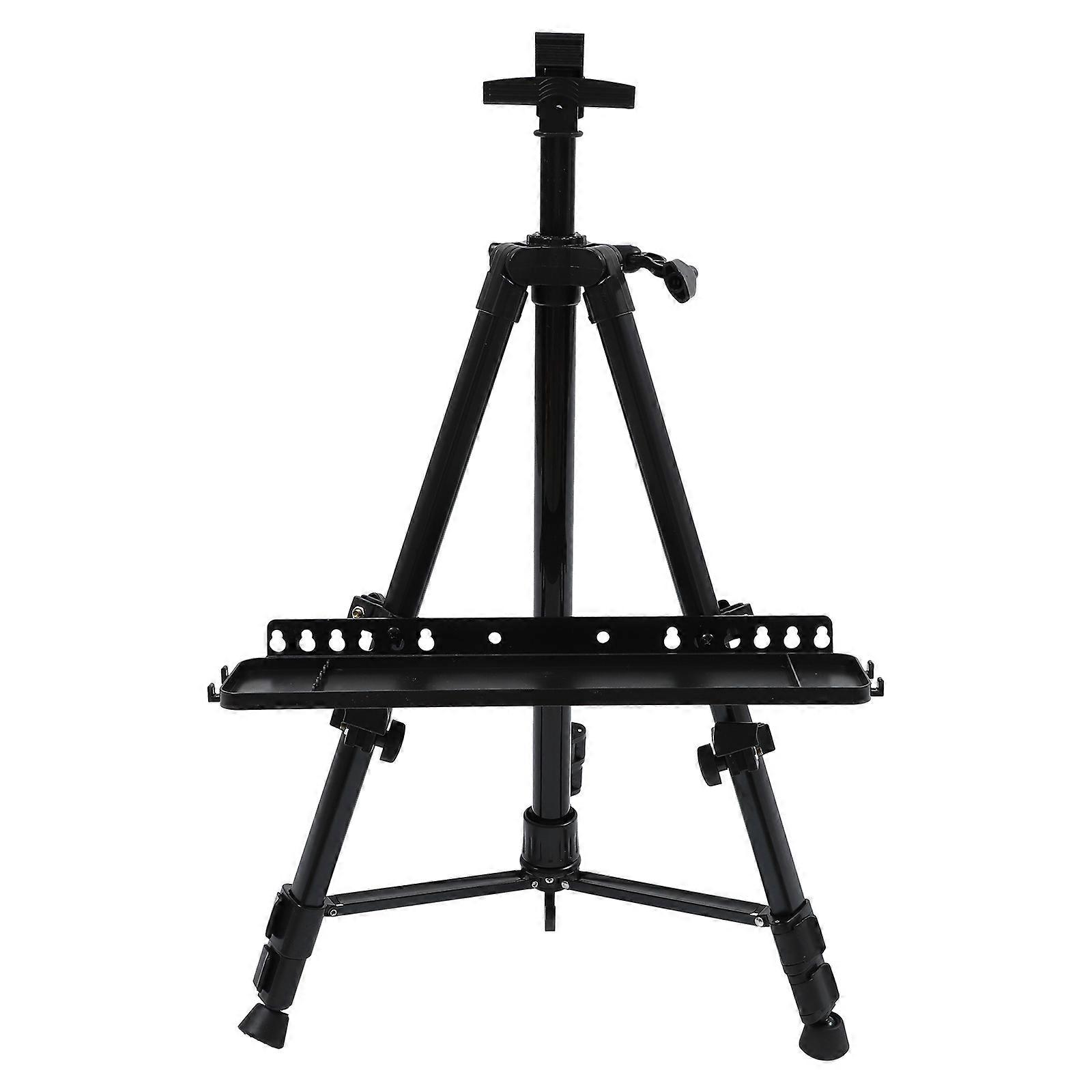 Professional Foldable Easel with Tray Adjustable Height for Painting Use Black Aluminum