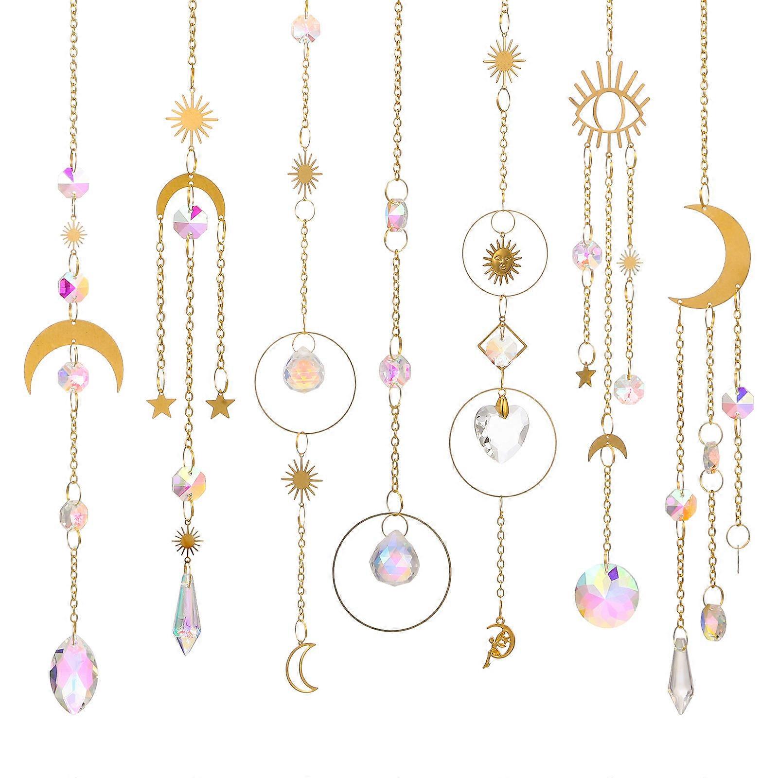 Sun Moon Suncatcher Pandantiv 34x4.5cm Podoabă suspendată pentru mașină și decorațiuni interioare 7Buc