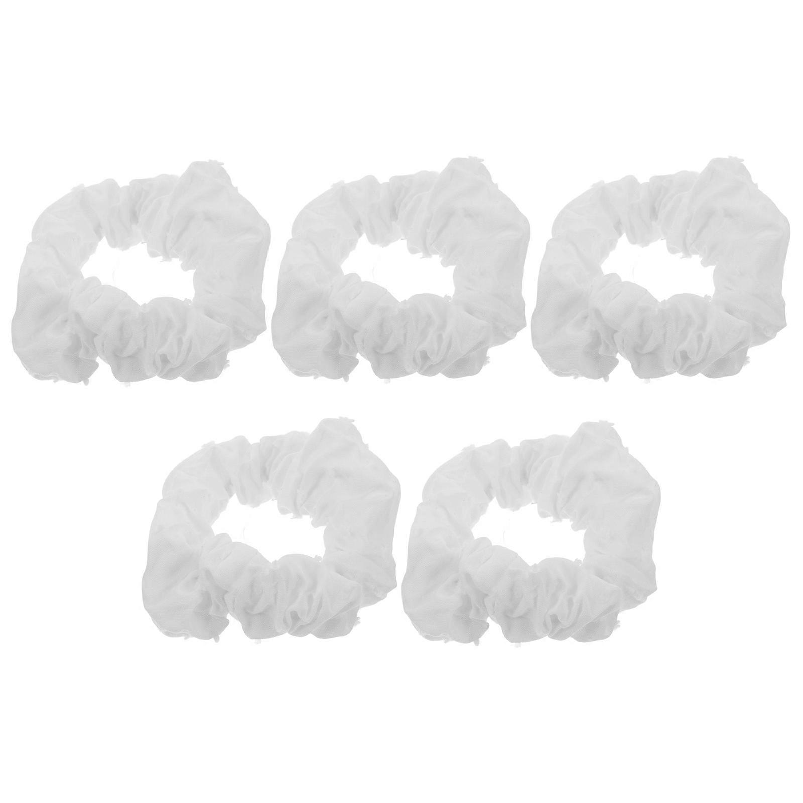White Scrunchies For Hair Cotton Material High Elasticity Formal Event Accessory Soft And Stretchy 5Pcs