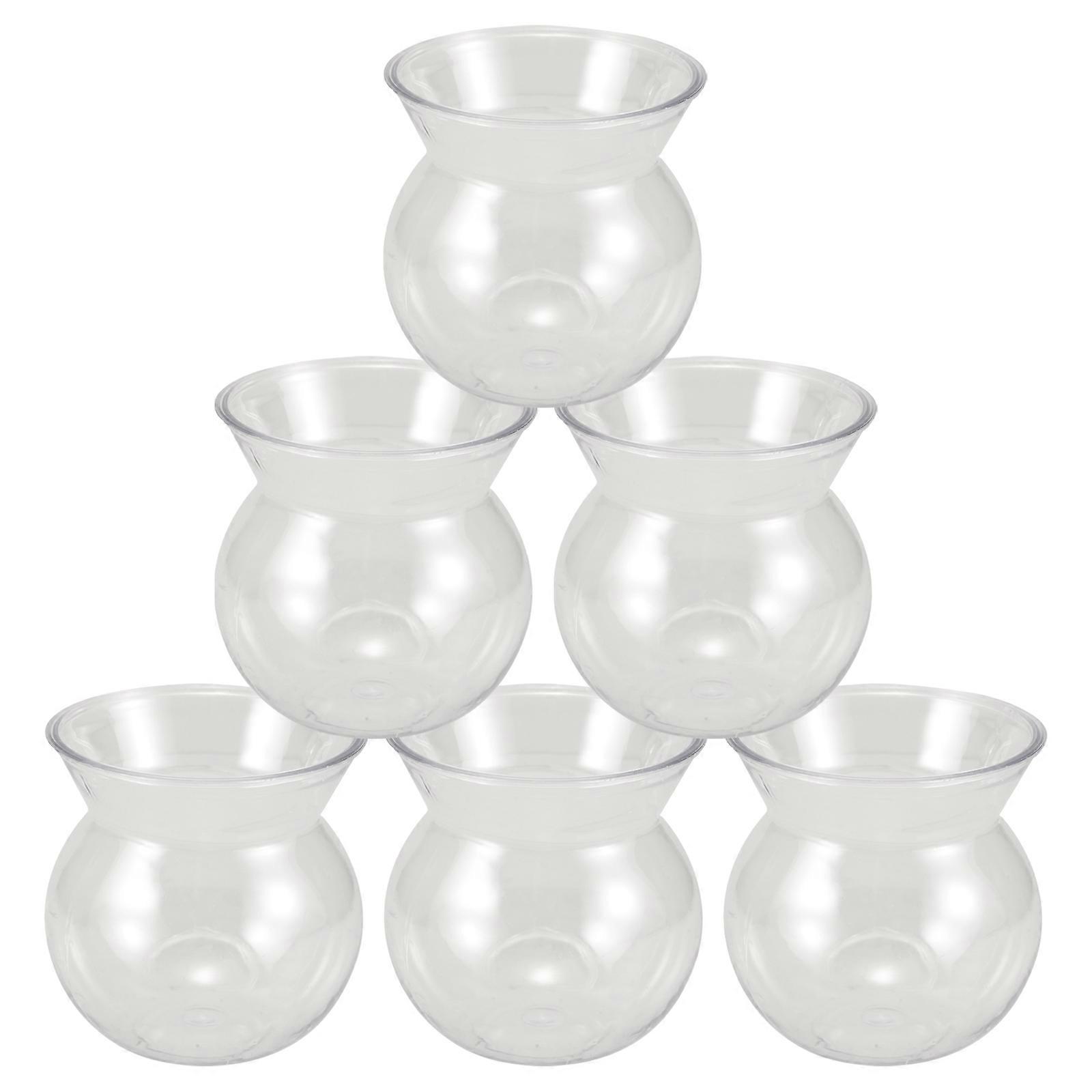 Mini Flower Pot Tiny Things Indoor Gardening Transparent Round Shape 6Pcs