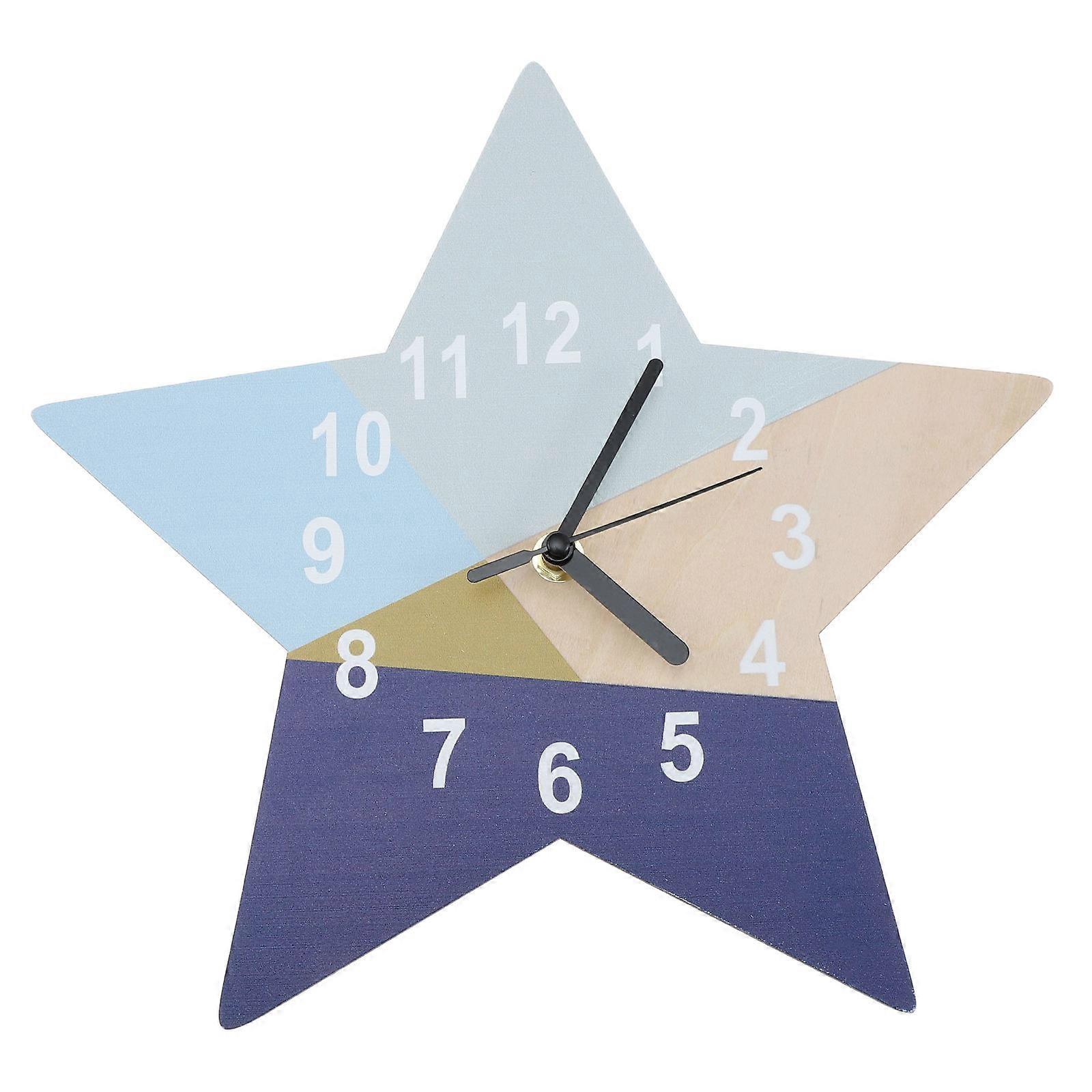 Clock For Kids Bedroom Wall Clock Silent Non-Ticking Star Shaped Modern Design Blue 28.50X28.50X2.00Cm 1Pack