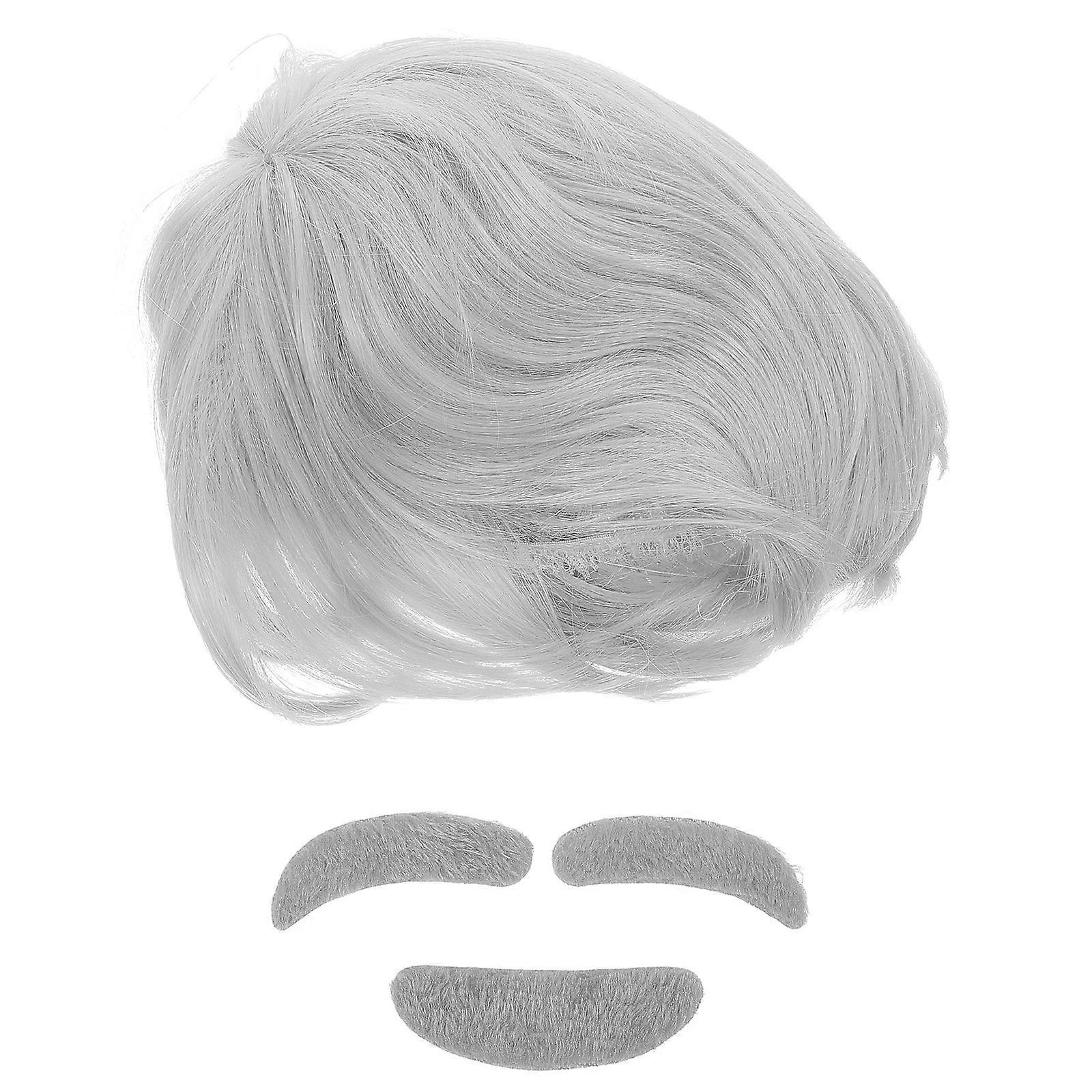 Professor Wig with Beard & Eyebrows – Lightweight Old Man Costume Accessory for Halloween Parties, Cosplay, and