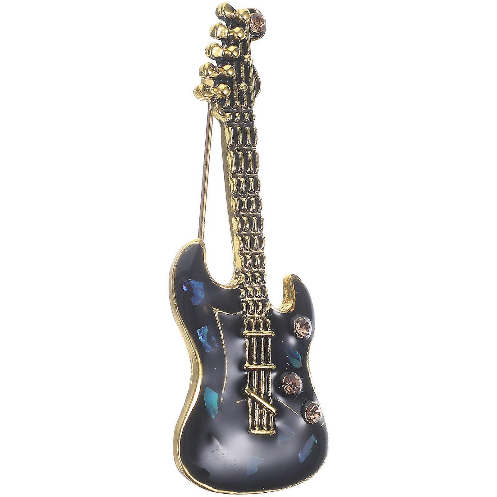 Chic Vintage Guitar Shaped Brooch Pin for Women Men – Compact Musical Accessory for Clothes, Bags, Hats – Adds Elegance and Unique Style to Festival