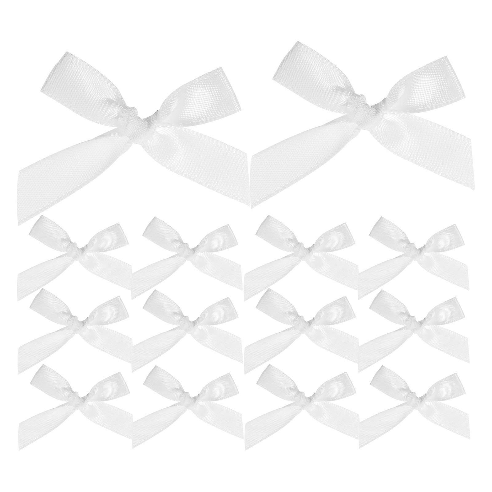 Bows for Crafts 100Pcs White Polyester Mini Satin Ribbon Bows for Decor with Versatile Charm