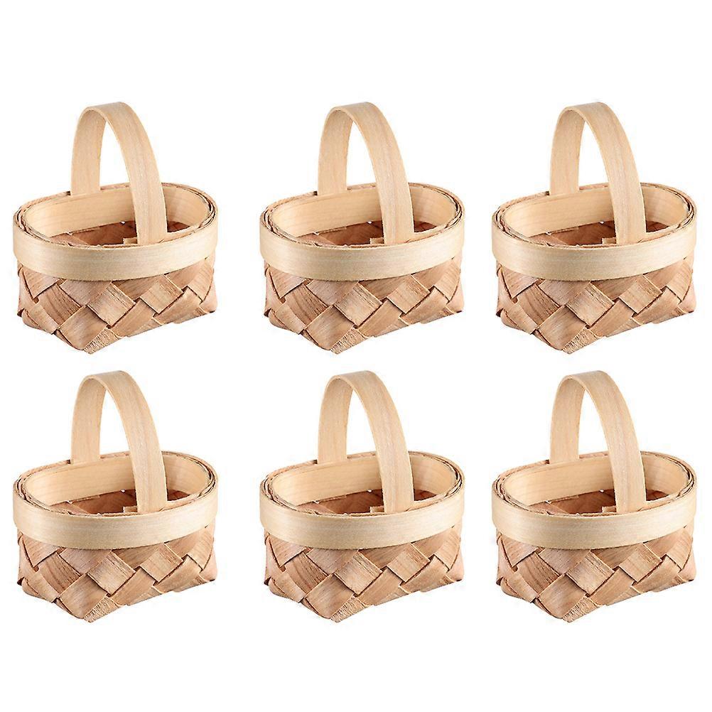 Cute Small Basket Mini Woven Baskets Kids Play Assorted Color 6.50X5.00X4.00CM 6Pcs