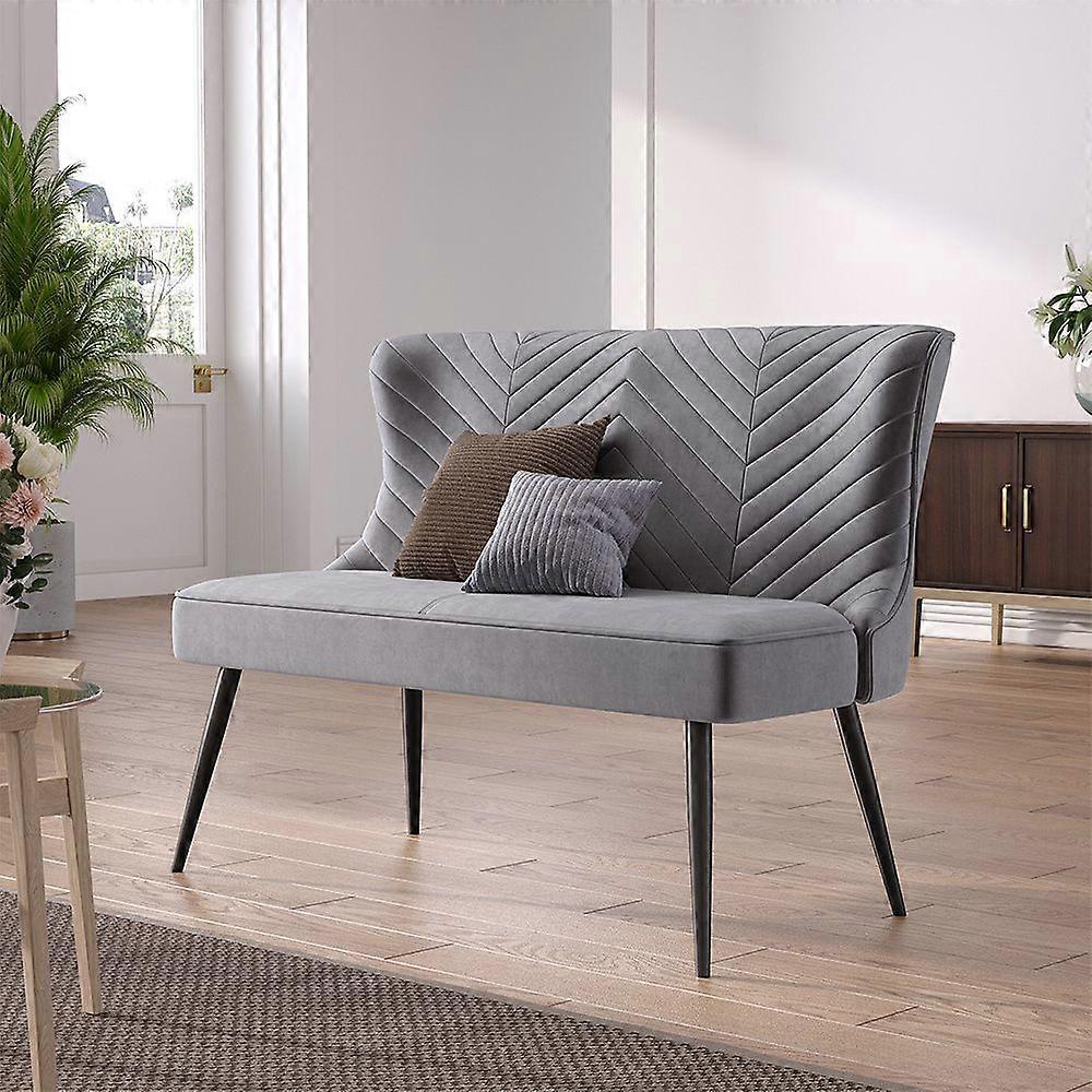 Dining Bench Modern Bench Sofa Seat Grey Upholstered Tufted Design Dining Bench with Back