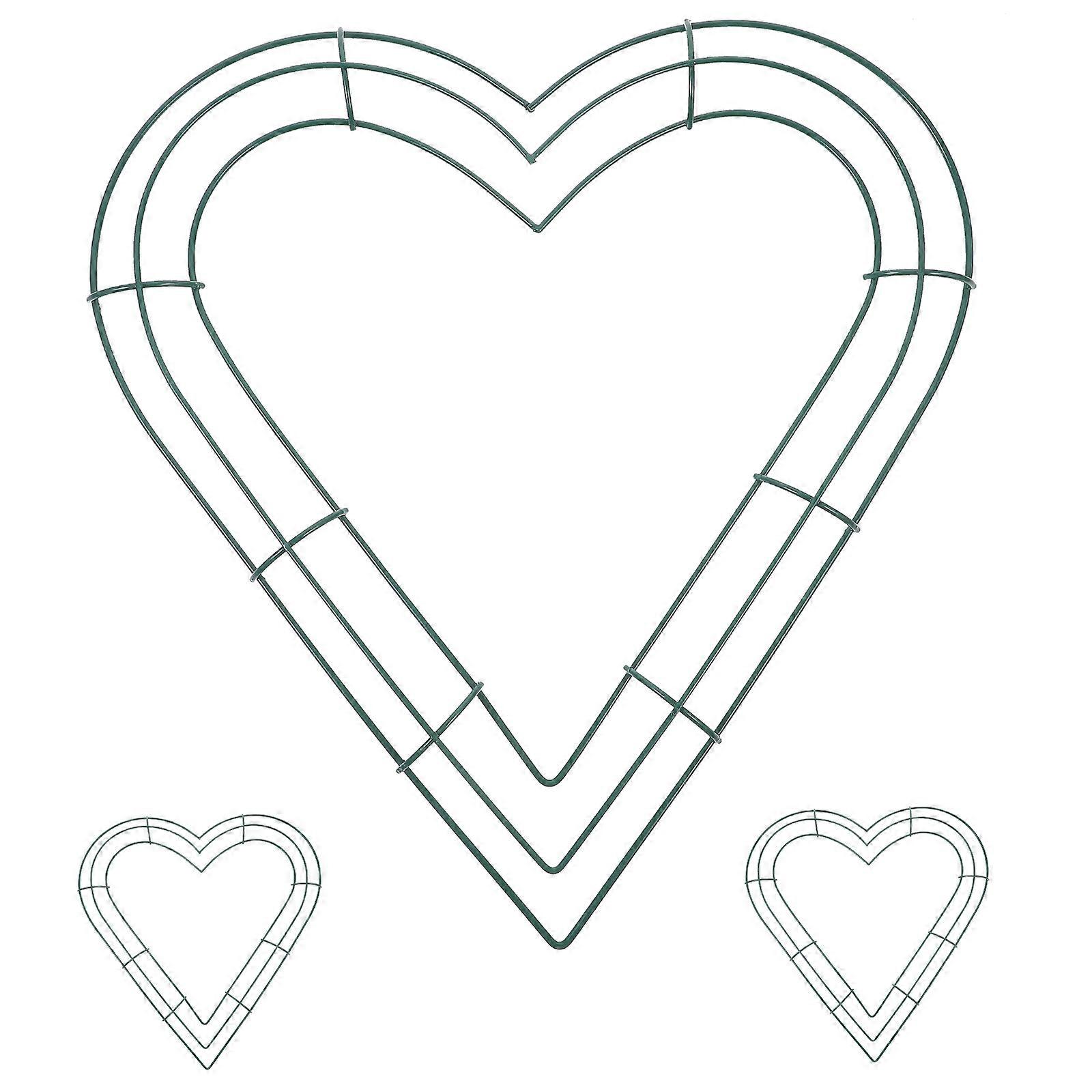 Metal Wreath Form Heart Wreath Iron Rings Indoor Decoration Green Iron 3Pack