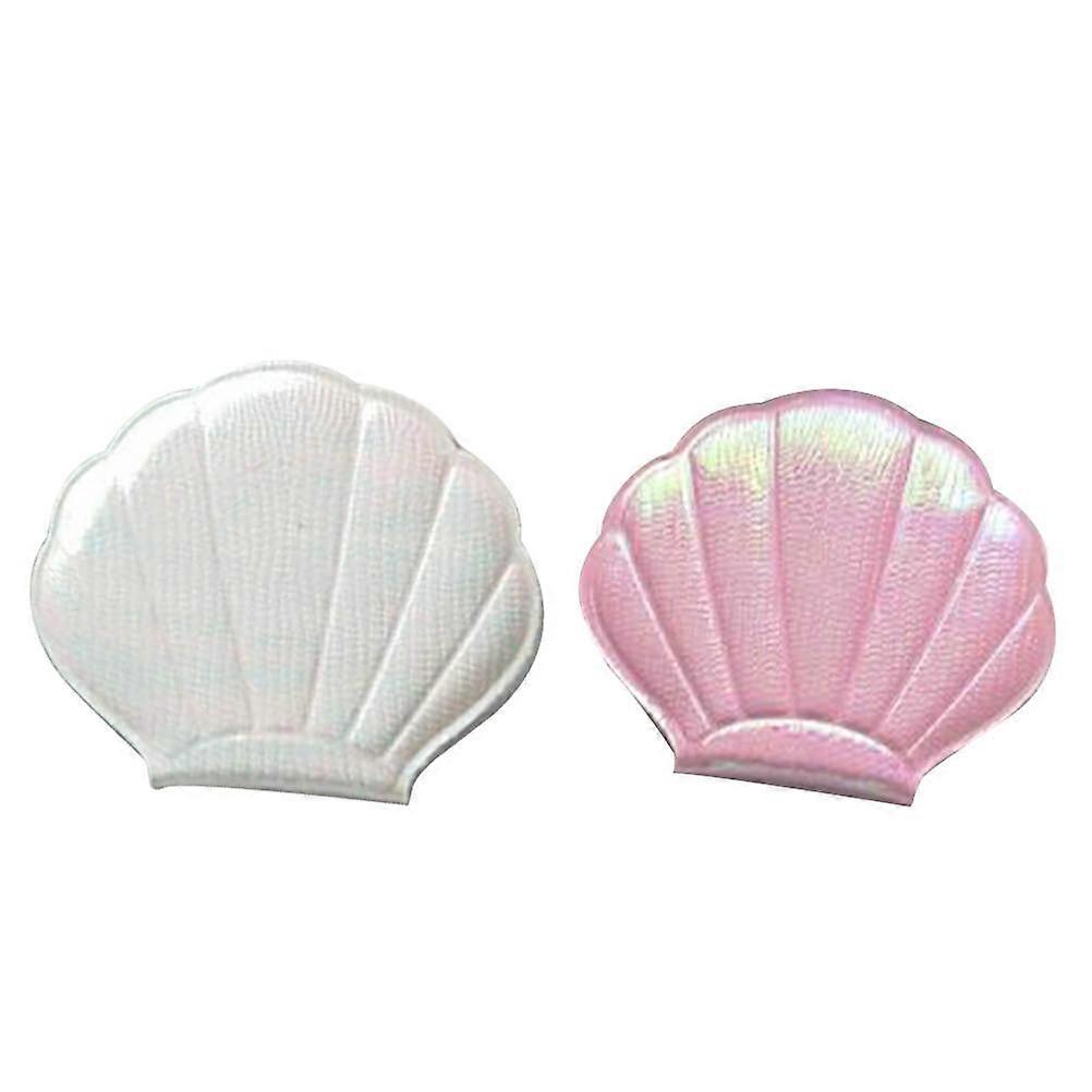 Girls Compact Mirror Portable Foldable Cosmetic Mirror Makeup Accessory Shell Shaped Double-Sided Reflection 8.5*7.5CM 2Pcs