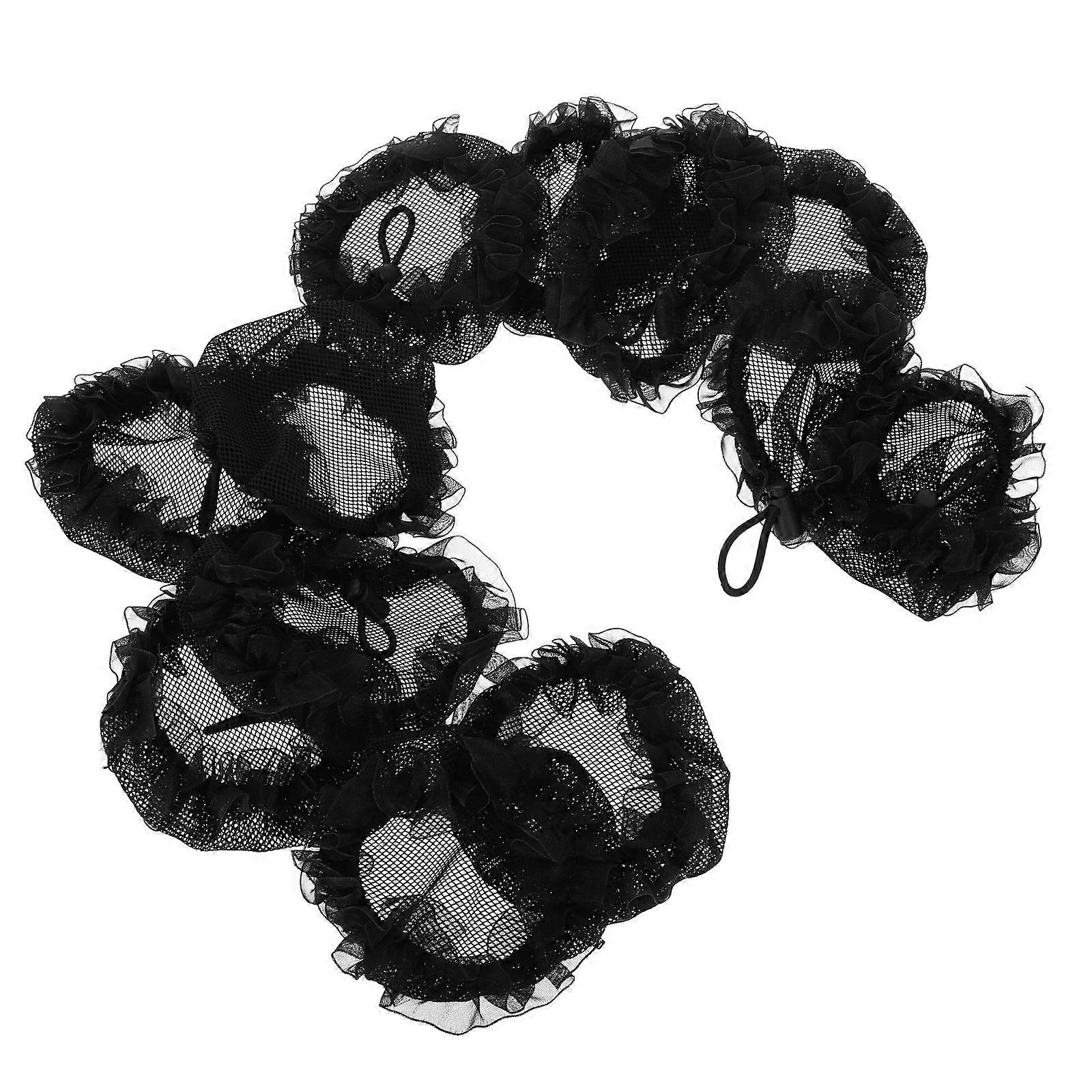 12pcs Black Hair Nets with Flower Edge, Reusable Elastic Bun Covers for Women, Suitable for Ballet, Nursing, Skating and Professional Use