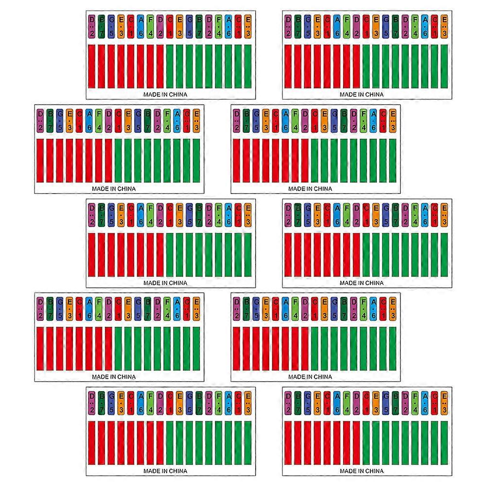 Note Sticker Thumb Piano Kalimba Finger Instrument Decal Portable Learning Aid Musicians Assorted Color 8.60X4.50X0.20CM 10Pcs