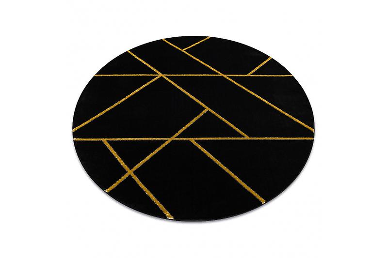 エクスクルーシブ エメラルド カーペット 1012 サークル - グラマー、スタイリッシュな大理石、幾何学的なブラック / ゴールド