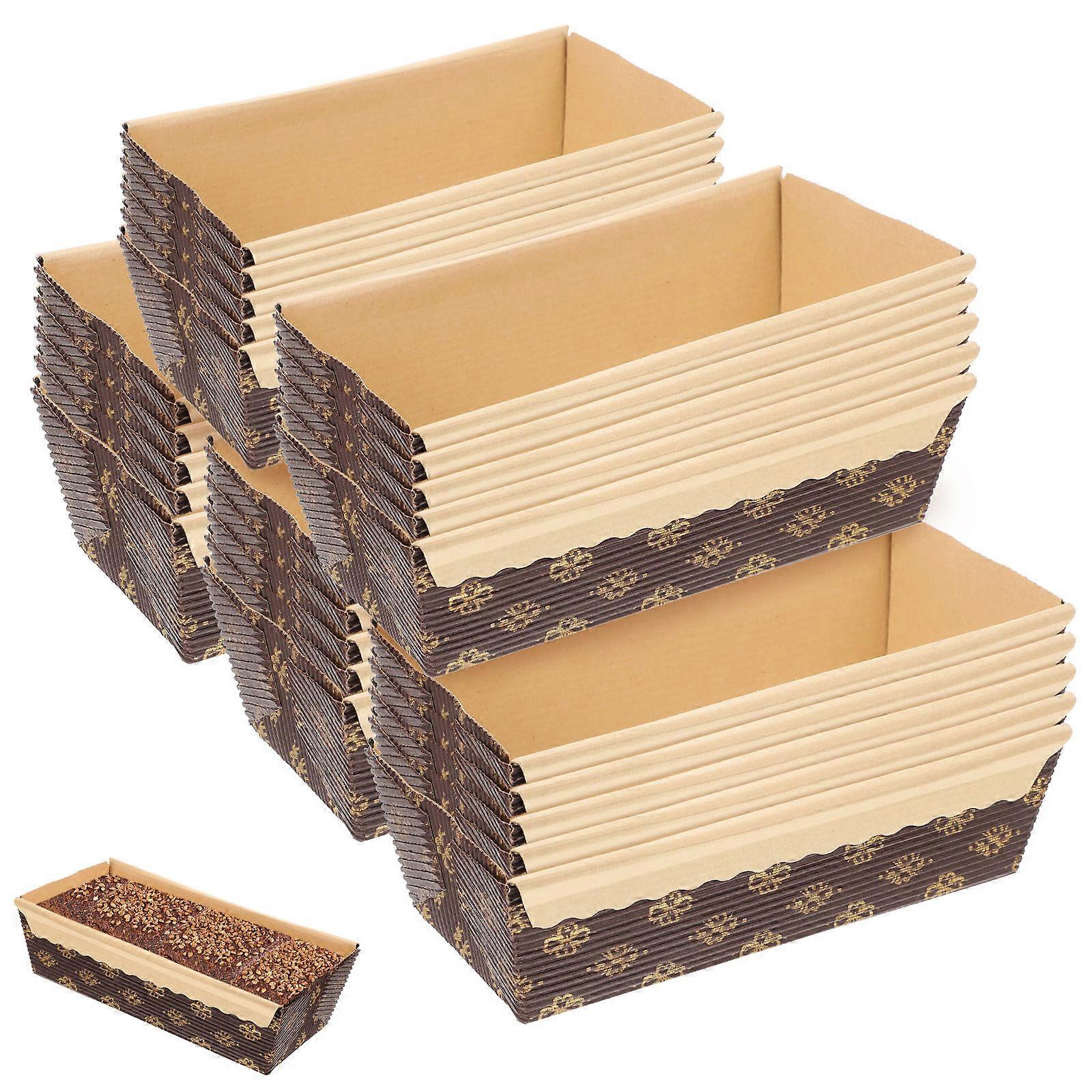 25pcs Oil Paper Cake Holders Rectangular Baking Cups for Loaf Cakes, Bread & Desserts, Food Grade, High Temperature Resistant, Stackable Bakery