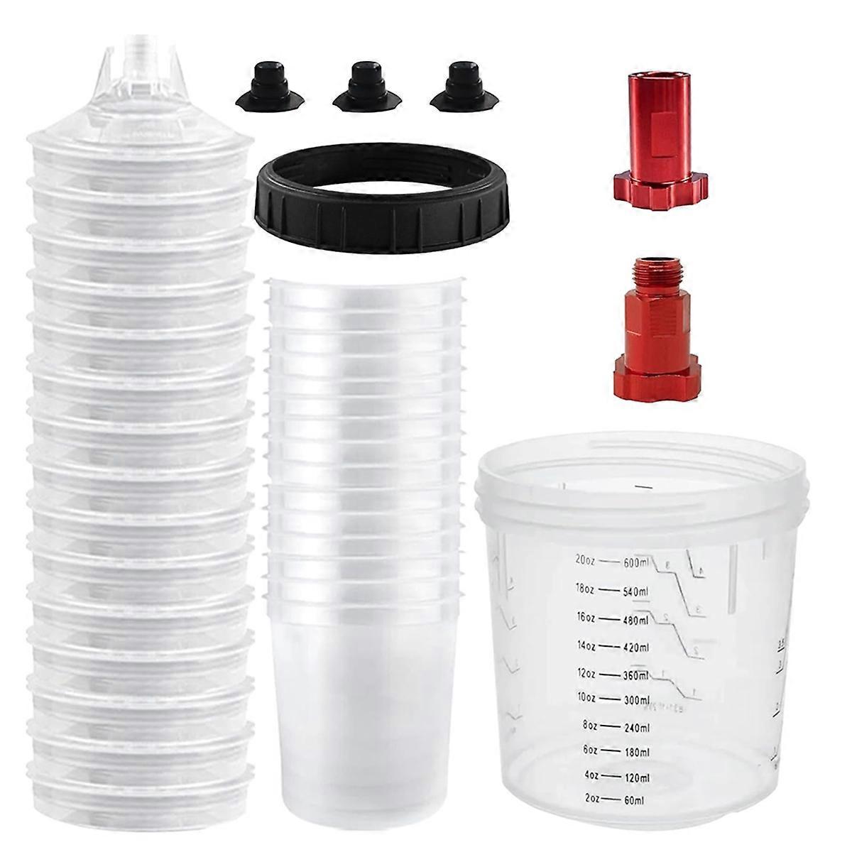 Paint Cups for Automotive Paint, HVLP Paint Mixing Cups (600ml) Kit