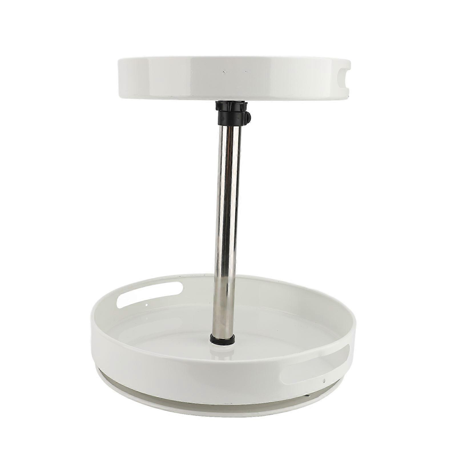 2-Tier Spice Organizer, 360 Degree Rotating Tray, Adjustable Height, Storage Rack for Kitchen Seasonings, Condiments, White