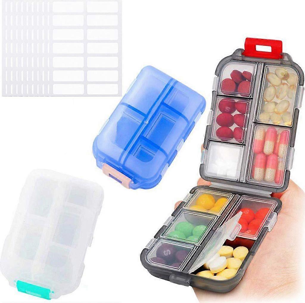 Pill Box with 10 Dividers - Waterproof and Moisture-Proof for Travel